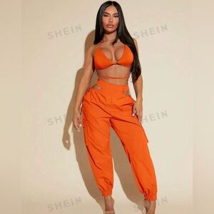 SHEIN Crisscross Tie 2-piece Jumpsuit